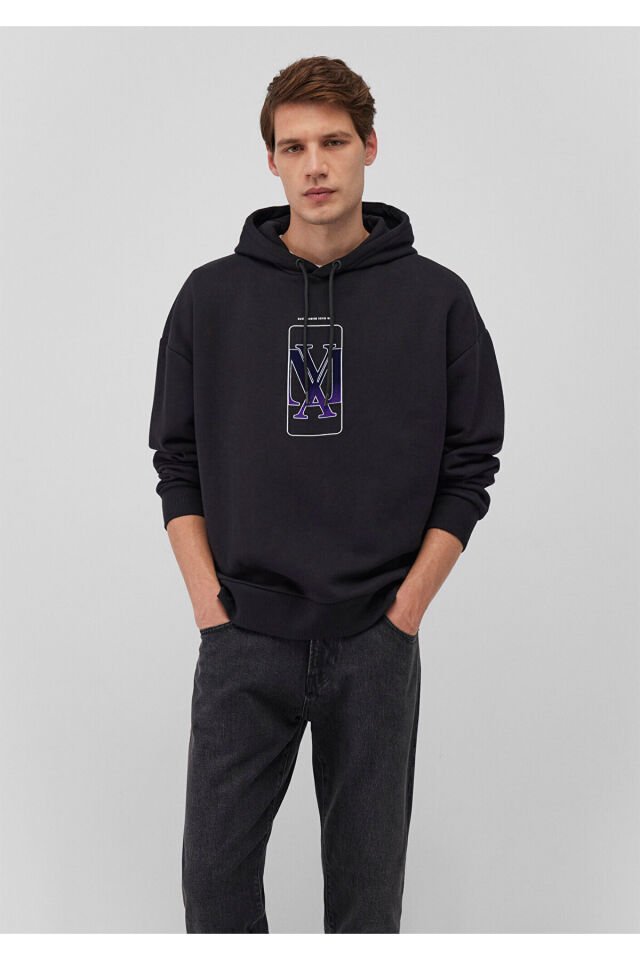 MAVİ ERKEK MAVİ LOGO BASKILI KAPÜŞONLU SWEATSHIRT S 0610958-900