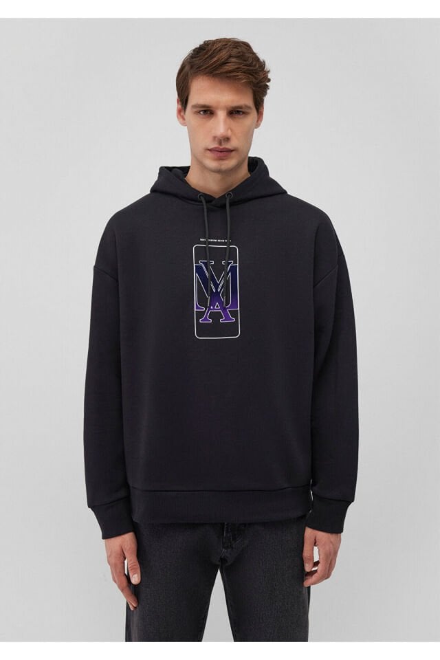 MAVİ ERKEK MAVİ LOGO BASKILI KAPÜŞONLU SWEATSHIRT S 0610958-900