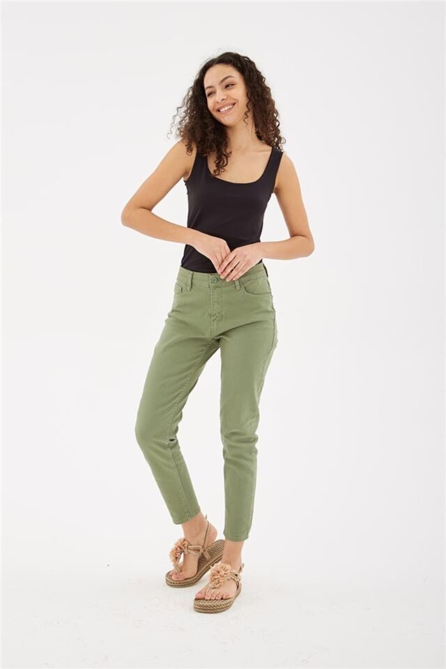 FASHION FRIENDS KADIN MOM PANTOLON 23Y-PNT0534K1 YEŞİL - 38