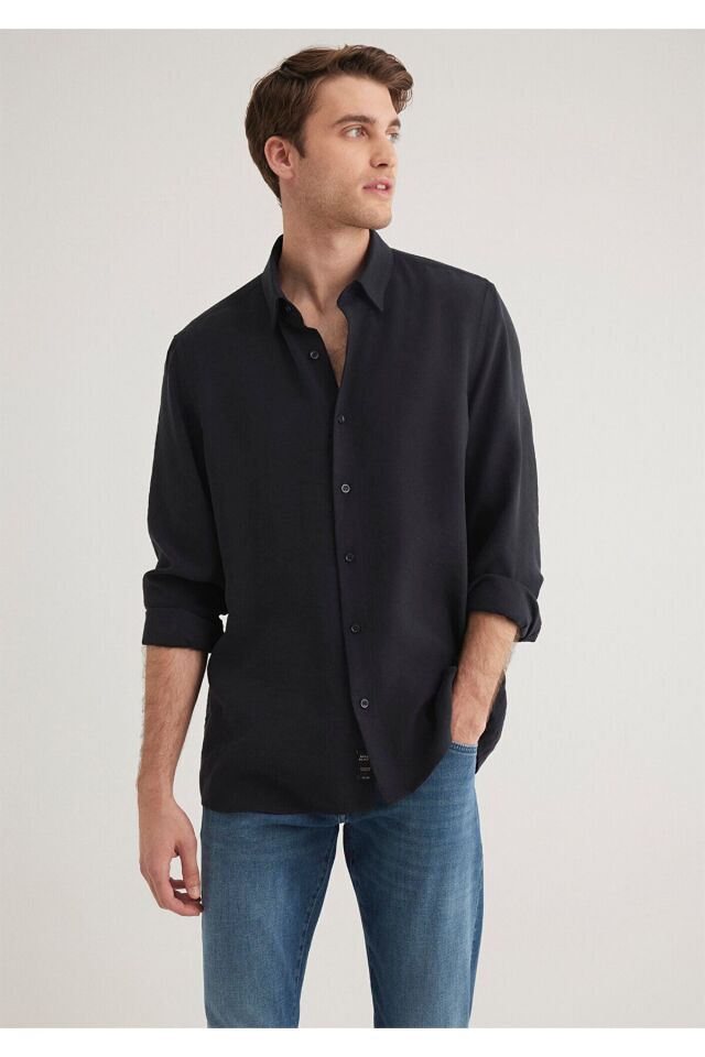 MAVİ ERKEK UZUN KOL GÖMLEK Siyah 0211386-900