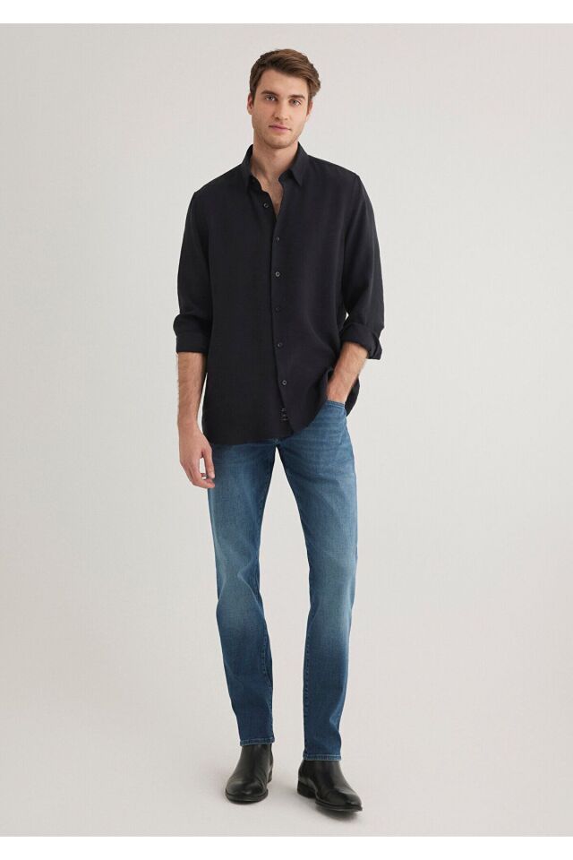 MAVİ ERKEK UZUN KOL GÖMLEK Siyah 0211386-900