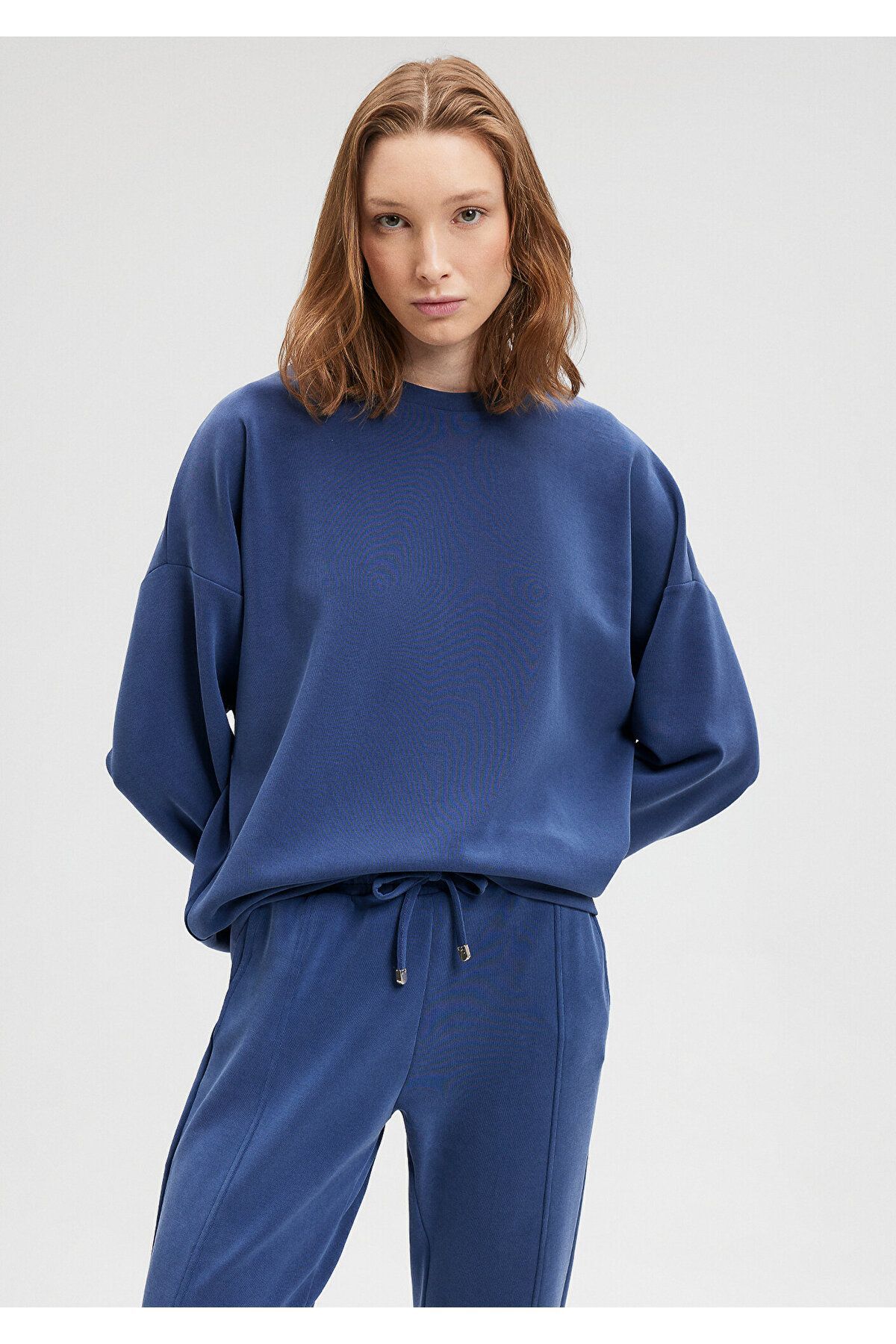 MAVİ KADIN OVERSİZE SWEATSHIRT Derin Mavi 168837-70491