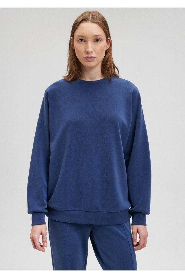 MAVİ KADIN OVERSİZE SWEATSHIRT Derin Mavi 168837-70491