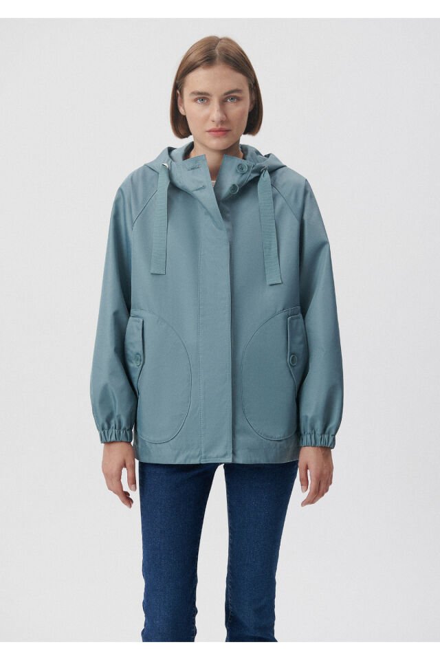 MAVİ KADIN KAPÜŞONLU CEKET Göl Mavisi 1110014-81324 MAVİ - S