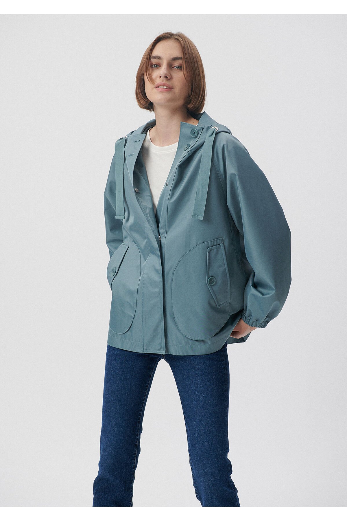 MAVİ KADIN KAPÜŞONLU CEKET Göl Mavisi 1110014-81324 MAVİ - S