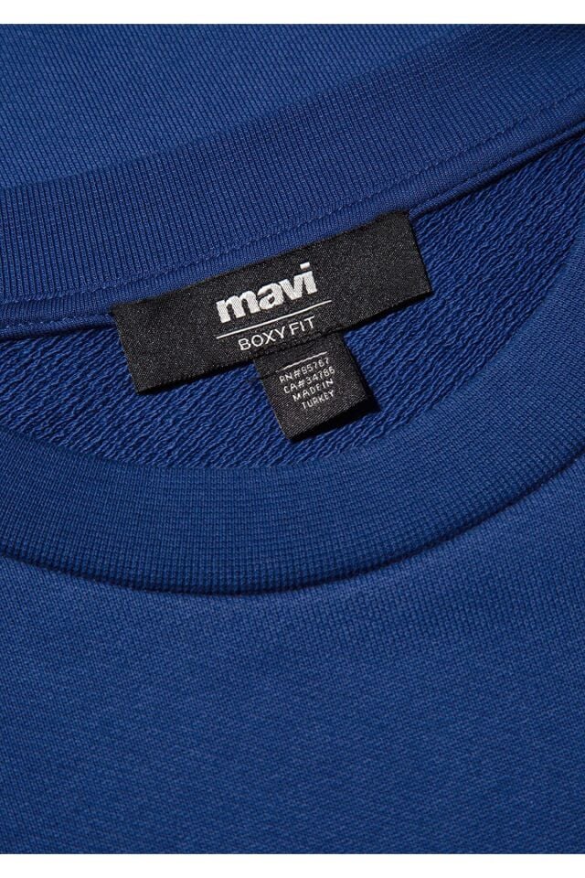 MAVİ ERKEK BİSİKLET YAKA SWEATSHIRT  Koyu Saks Mavi 0S10348-70722