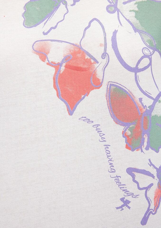 MAVİ KADIN KELEBEK BASKILI  GRAFIK TIŞORT Kırık Bey 1612212-70057