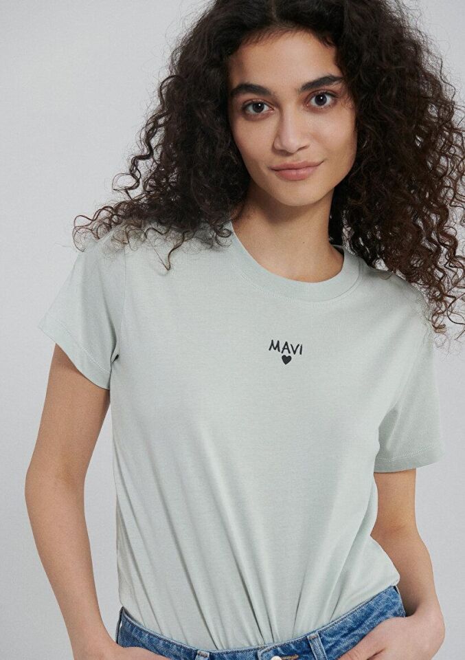 MAVİ KADIN LOGO TIŞORT Sis Yeşil 1612244-70148 YEŞİL - M