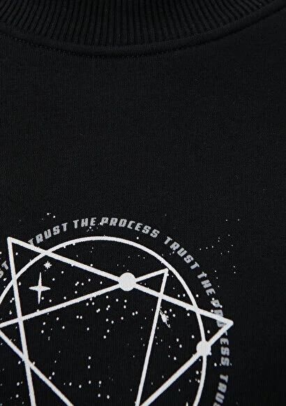 MAVİ ERKEK BASKILI BİSİKLET YAKA SWEATSHIRT Siyah 0S10042-900