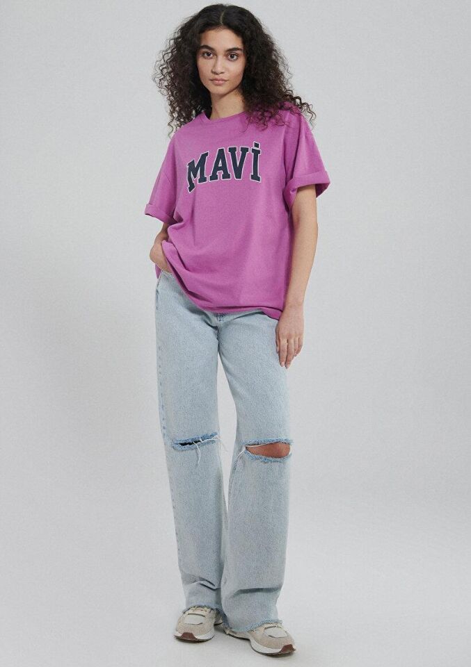 MAVİ KADIN MAVİ BASKILI TİŞÖRT Açık Mor 1600843-84032