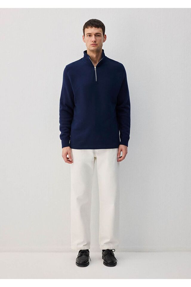 MAVİ ERKEK HALF ZIP SWEATSHIRT Derin Lacivert 0S10319-70497