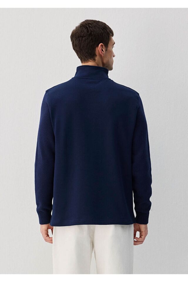 MAVİ ERKEK HALF ZIP SWEATSHIRT Derin Lacivert 0S10319-70497
