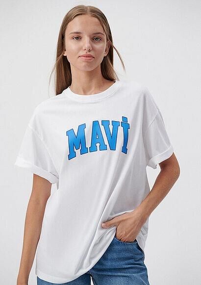 MAVİ KADIN MAVİ BASKILI TİŞÖRT SÜT BEYAZ 1600843-70000