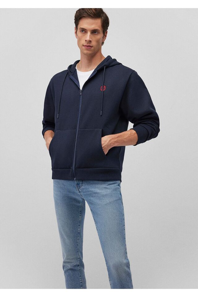 MAVİ ERKEK FERMUARLI SWEATSHIRT Gece Lacivert 066979-70490