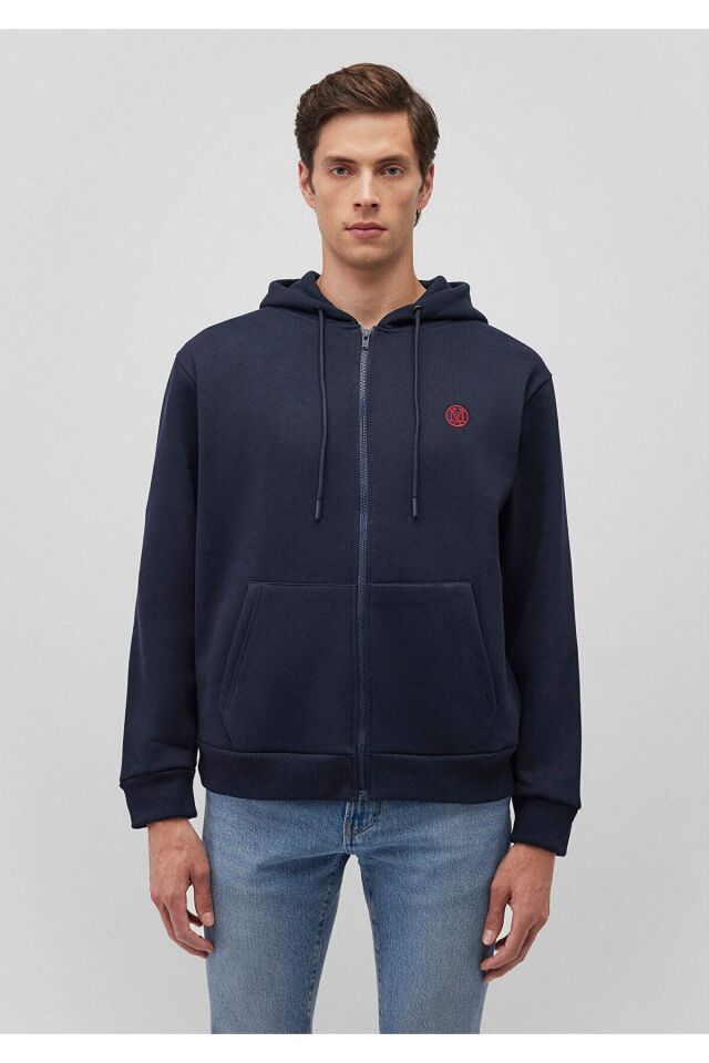 MAVİ ERKEK FERMUARLI SWEATSHIRT Gece Lacivert 066979-70490