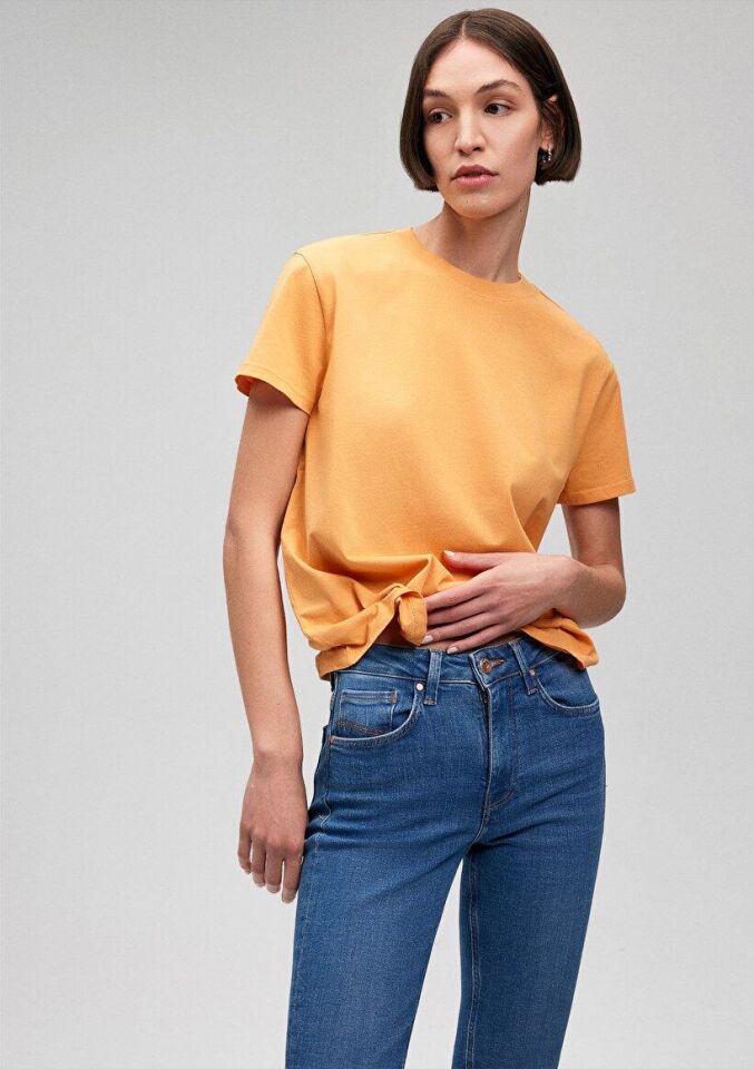 MAVİ KADIN YUVARLAK YAKA TİŞÖRT Apricot Tan 1600955-71405