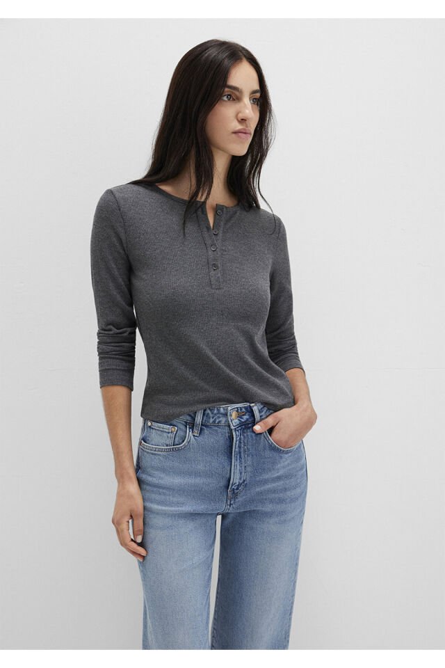 MAVİ KADIN YARIM DÜĞMELİ BASİC Koyu Gri Melanj 1613621-80024