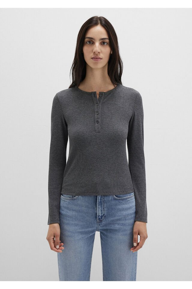MAVİ KADIN YARIM DÜĞMELİ BASİC Koyu Gri Melanj 1613621-80024