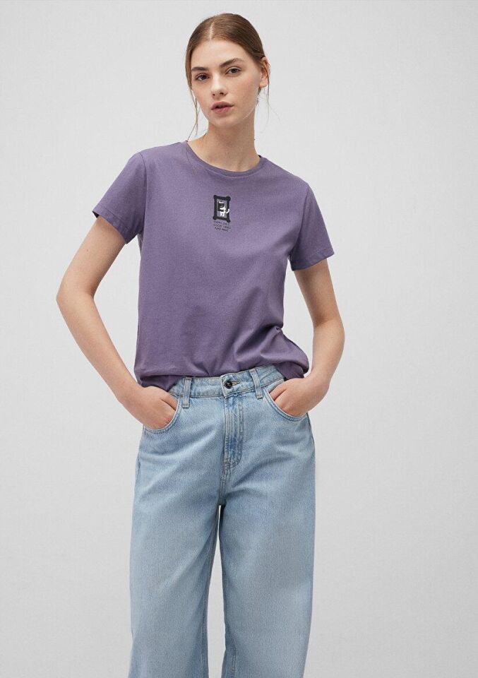 MAVİ KADIN KEDİ BASKILI TİŞÖRT Cadet 1612636-70608