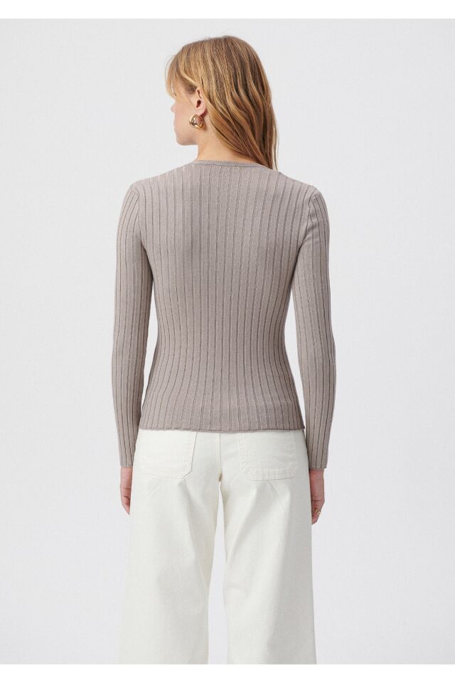 MAVİ KADIN V YAKA KAZAK Satellite 1710300-85322 GRİ - XS