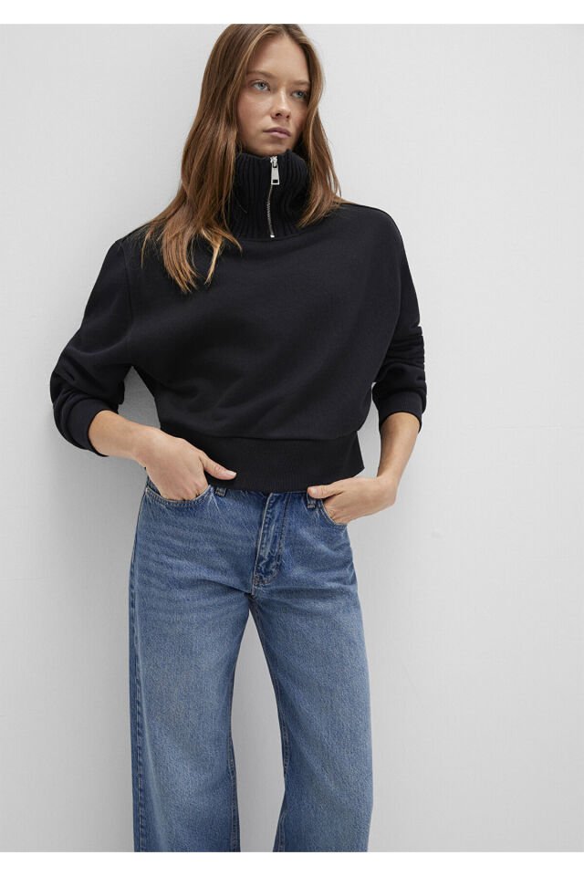 MAVİ KADIN YARIM FERMUARLI SWEATSHIRT Siyah 1S10434-900