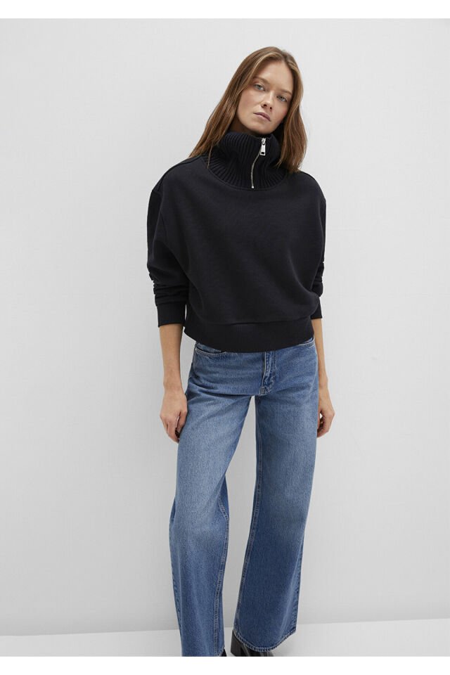 MAVİ KADIN YARIM FERMUARLI SWEATSHIRT Siyah 1S10434-900