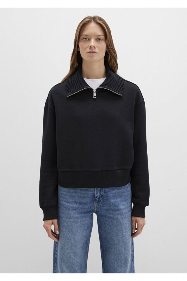 MAVİ KADIN YARIM FERMUARLI SWEATSHIRT Siyah 1S10434-900