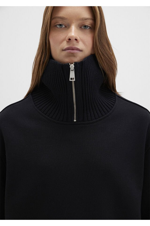 MAVİ KADIN YARIM FERMUARLI SWEATSHIRT Siyah 1S10434-900