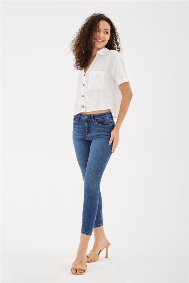 FASHION FRIENDS KADIN DENİM PANTOLON 23Y-PNT0565K1 MAVİ - 32