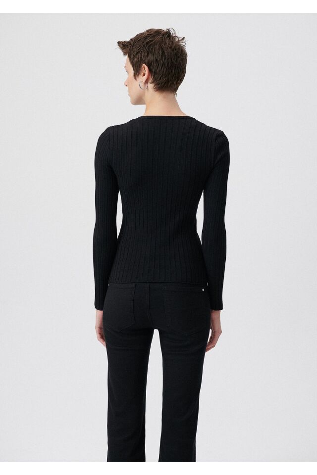 MAVİ KADIN V YAKA KAZAK Siyah 1710300-900 SİYAH - M