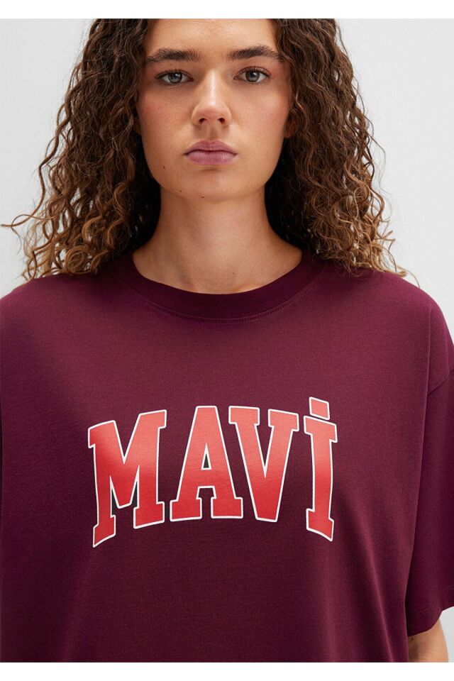 MAVİ KADIN MAVİ BASKILI TİŞÖRT Maroon Banner 1600843-90705