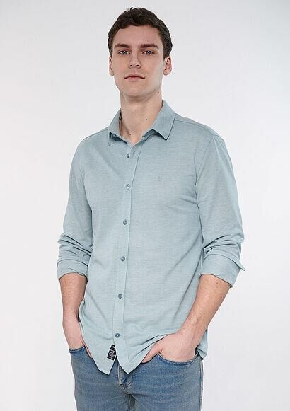 MAVİ ERKEK UZUN KOL GÖMLEK  Kurşun Gri 0210294-35108 MAVİ - S