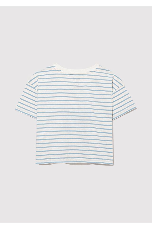MAVİ ÇOCUK M BASKILI ÇİZGİLİ CROP TİŞÖRT Bebe Mavi 7610285-83766