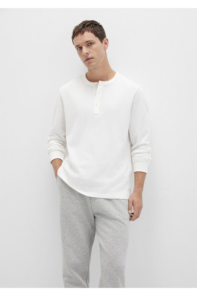 MAVİ ERKEK BİSİKLET YAKA PENYE Kırık Beyaz 0613115-70057