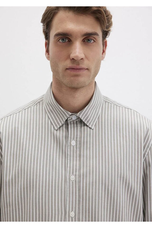 MAVİ ERKEK ÇİZGİLİ GÖMLEK Gray flannel zemin, white 0211756-91269