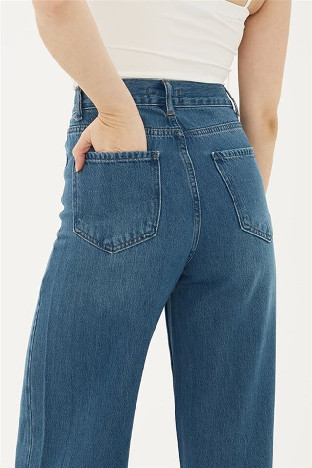 FASHION FRIENDS KADIN DENİM PALAZZO PANTOLON 23Y-PNT0707K1 K.MAVİ - 36