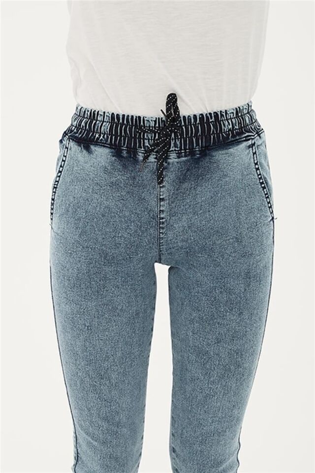 FASHION FRIENDS KADIN BELİ VE PAÇASI LASTİKLİ PANTOLON 23Y-PNT0789K1 A.Mavi - 36