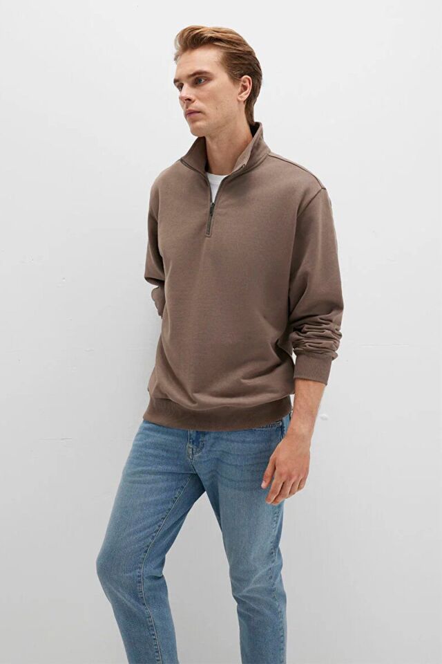 MAVİ ERKEK HALF ZIP SWEATSHIRT Walnut 0S10419-70380