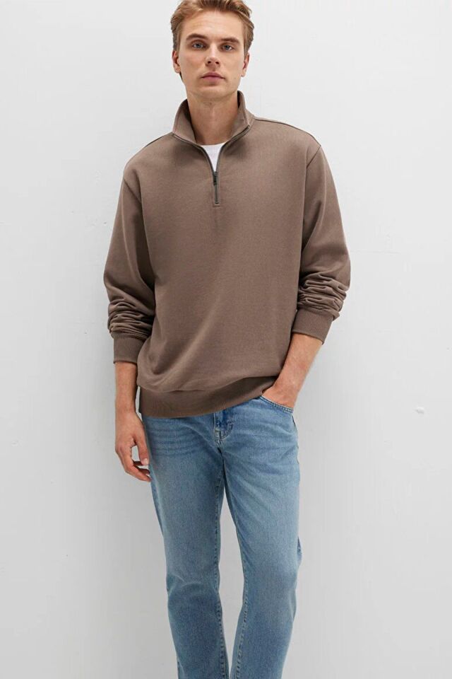 MAVİ ERKEK HALF ZIP SWEATSHIRT Walnut 0S10419-70380