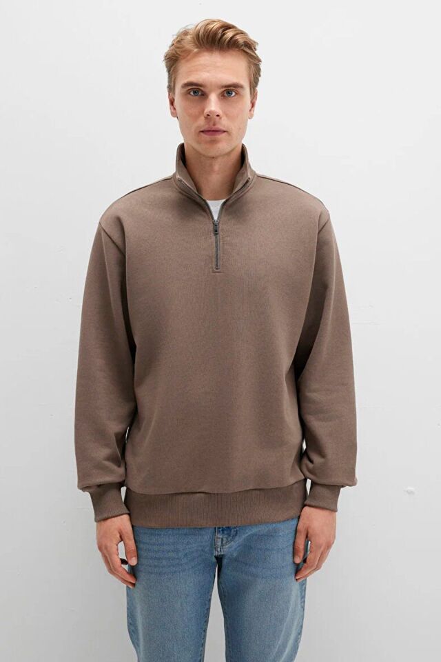 MAVİ ERKEK HALF ZIP SWEATSHIRT Walnut 0S10419-70380