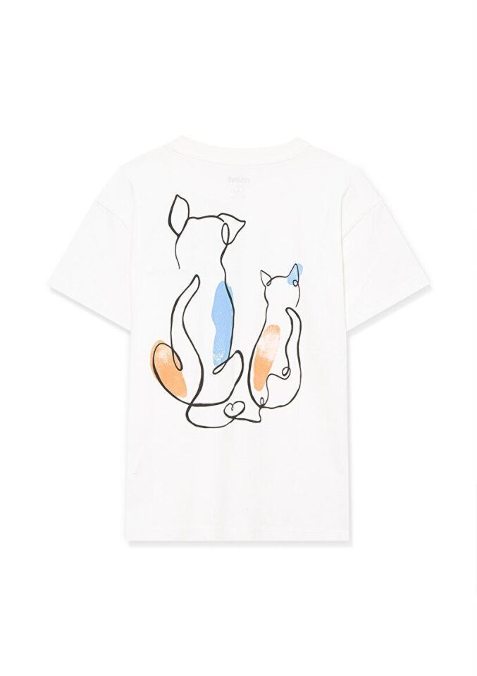 MAVİ ÇOCUK KEDİ KÖPEK BASKILI TİŞÖRT Kırık Beyaz 7610171-70057 BEYAZ - 3-4