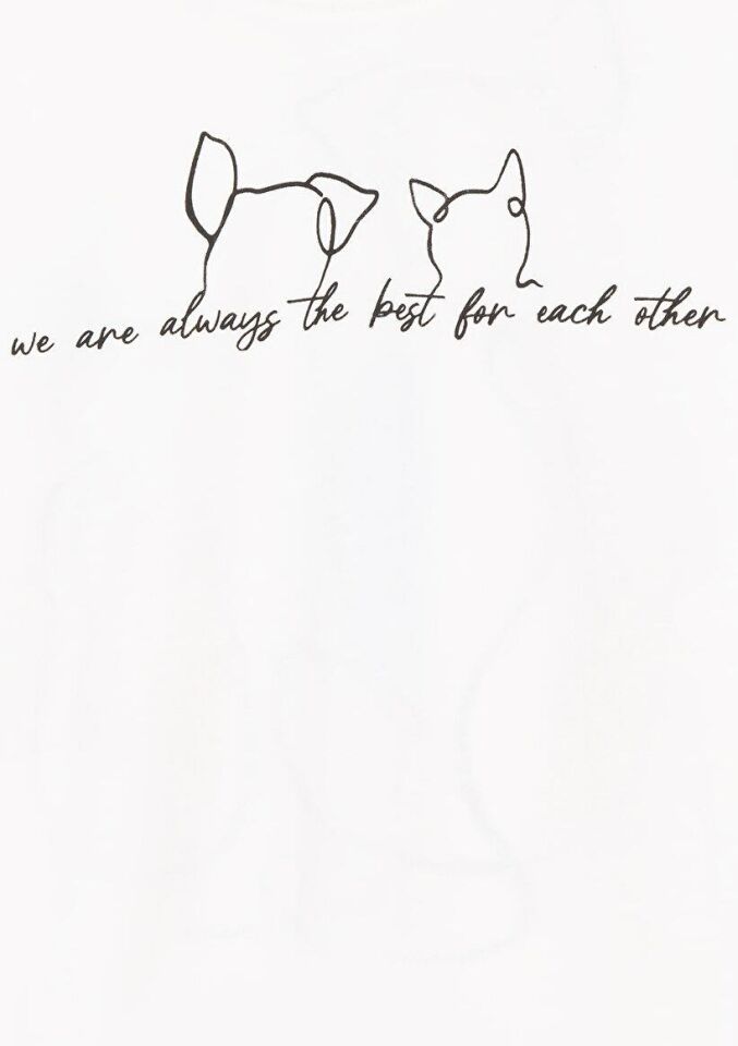 MAVİ ÇOCUK KEDİ KÖPEK BASKILI TİŞÖRT Kırık Beyaz 7610171-70057 BEYAZ - 3-4