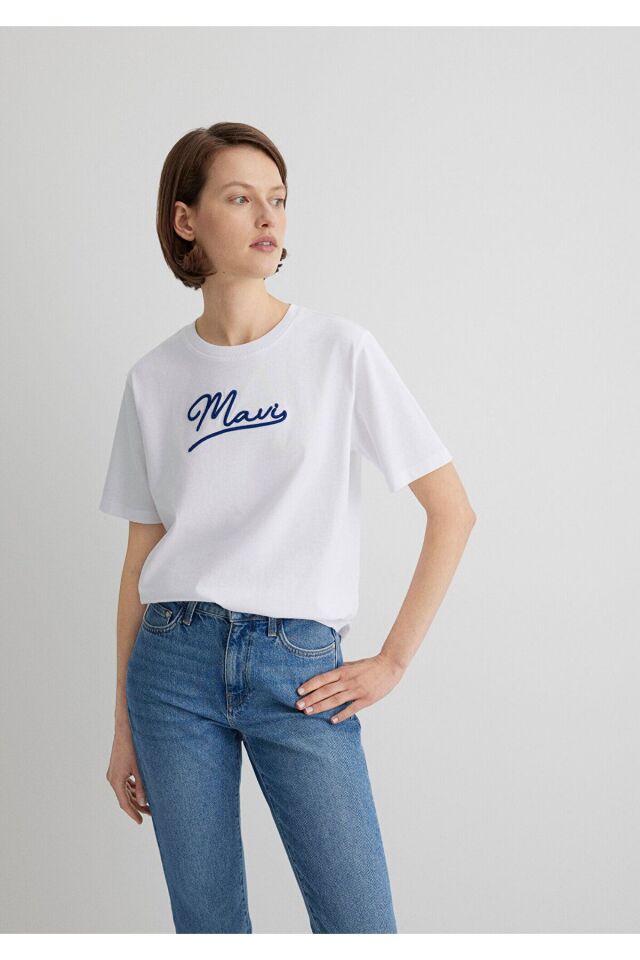 MAVİ KADIN MAVI JEANS BASKILI TİŞÖRT BEYAZ 1612421-620