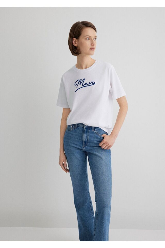 MAVİ KADIN MAVI JEANS BASKILI TİŞÖRT BEYAZ 1612421-620