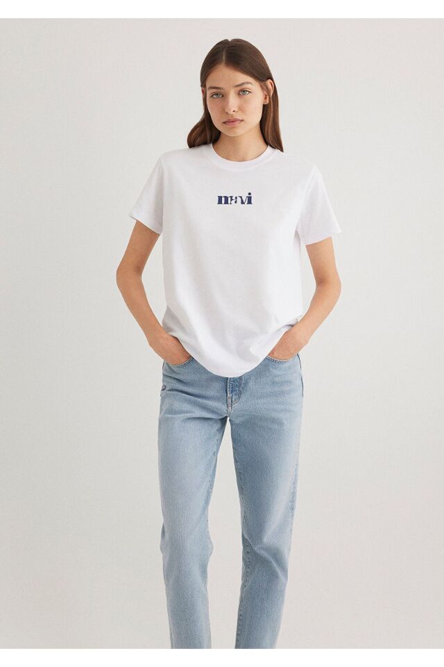 MAVİ KADIN LOGO TIŞORT Beyaz 1612241-620