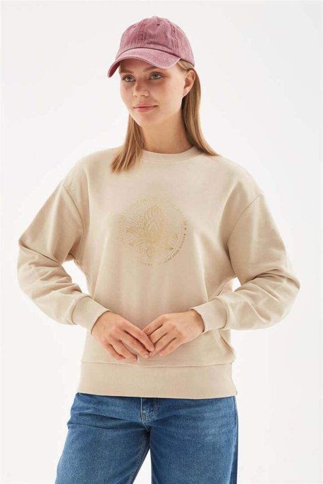 FASHION FRIENDS KADIN BASKILI SWEAT 24K0108K1