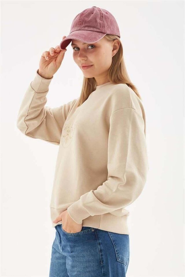 FASHION FRIENDS KADIN BASKILI SWEAT 24K0108K1