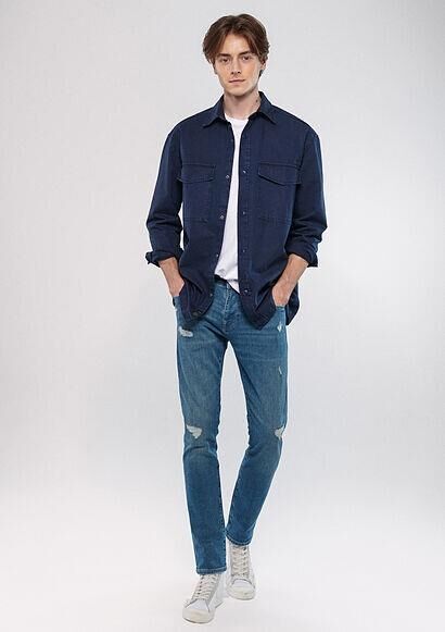 MAVİ ERKEK JAKE Mid Ripped Brushed Mavi Premium 0042283705