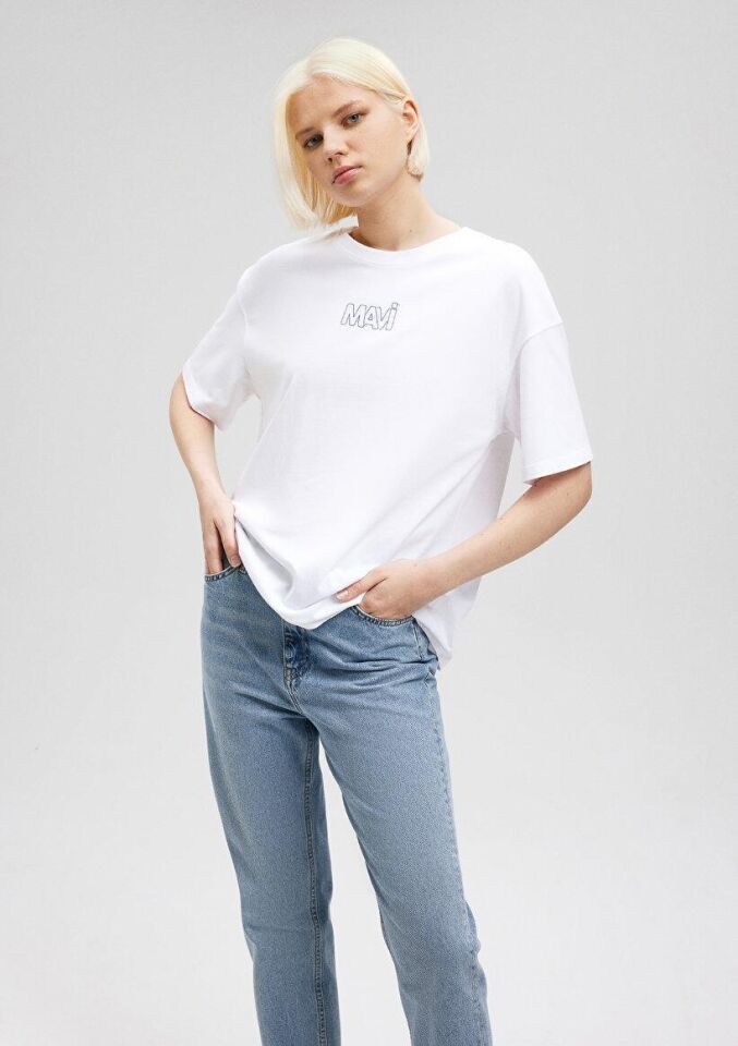 MAVİ KADIN MAVİ LOGO TİŞÖRT Beyaz 1611592-620