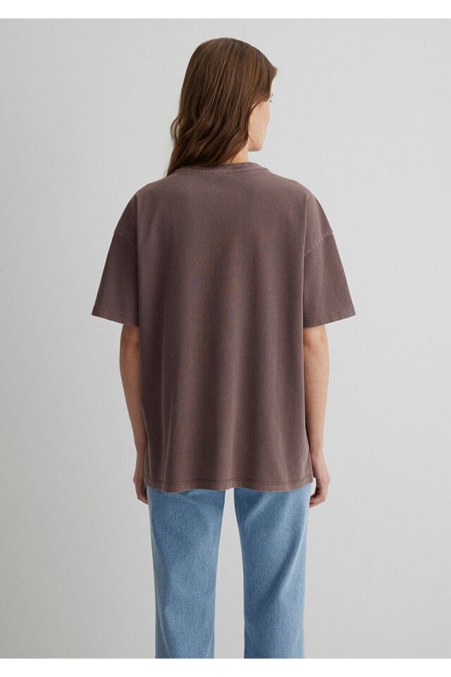 MAVİ KADIN GRAFİK BASKILI MODELLİ TİŞÖRT Deep Taupe 1613141-70383